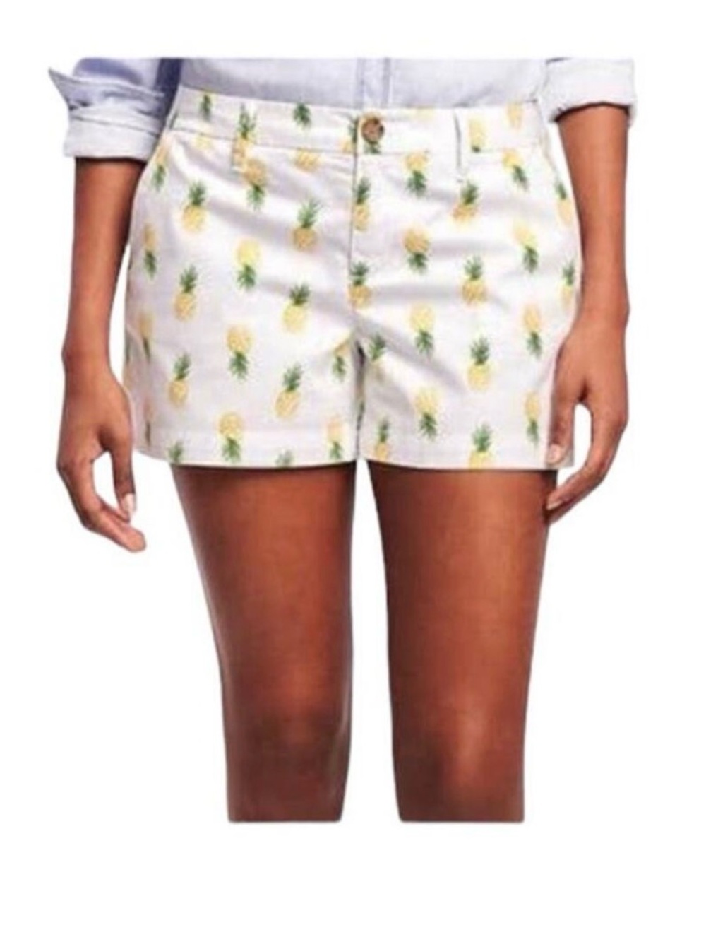 Old Navy 6 white pineapple print chino casual shorts small SH2 2521